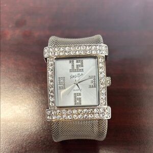 Silver Mesh Women's Watch with Crystal Accents